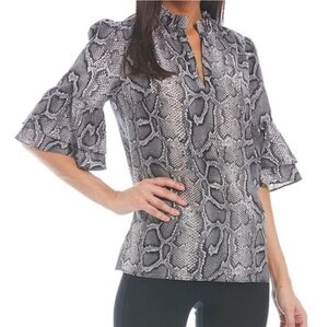 Michael Kors Women's Snake Print Ruffle Sleeve Top